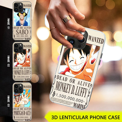 Anime ONE PIECE Ace Luffy Sabo Étui de téléphone - Étui de téléphone Anime lenticulaire 3D 