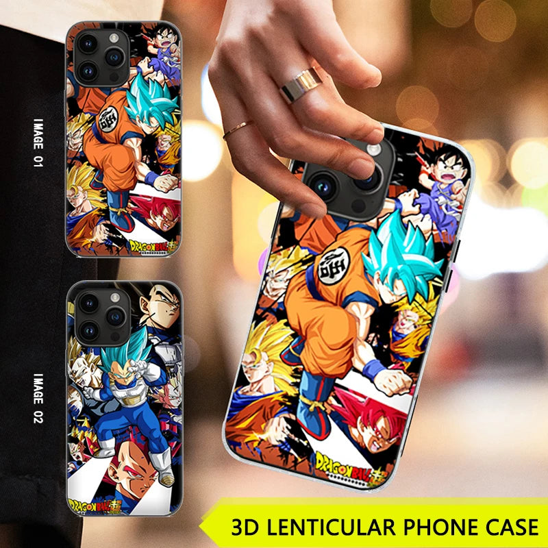 Étui de téléphone Vegeta/Goku - Étui de téléphone Anime lenticulaire 3D Dragon Ball 