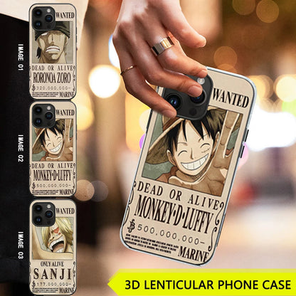 Anime ONE PIECE Luffy/Sanji/Zoro Étui de téléphone - Étui de téléphone Anime lenticulaire 3D 