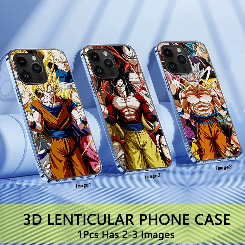 Étui de téléphone Son Goku - Étui de téléphone Dragon Ball - Étui de téléphone Anime lenticulaire 3D 