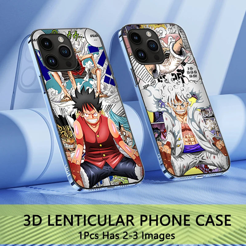 Anime ONE PIECE Luffy Gear2/5 Étui de téléphone - Étui de téléphone Anime lenticulaire 3D 